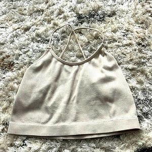 Cream cropped tank top